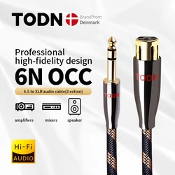 TODN HiFi kabel audio AUX jack 6N OCC Audio XLR kalble 6,5 mm wtyczka wielokanałowa do wtyczki XLR