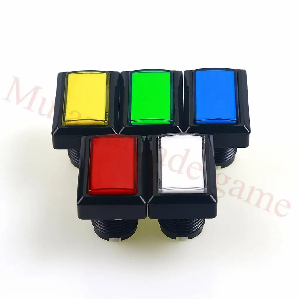 10PCS/Lot 51*34mm Rectangle Arcade push button arcade LED momentary button illuminated button with Microswitch for Mame Cabinet