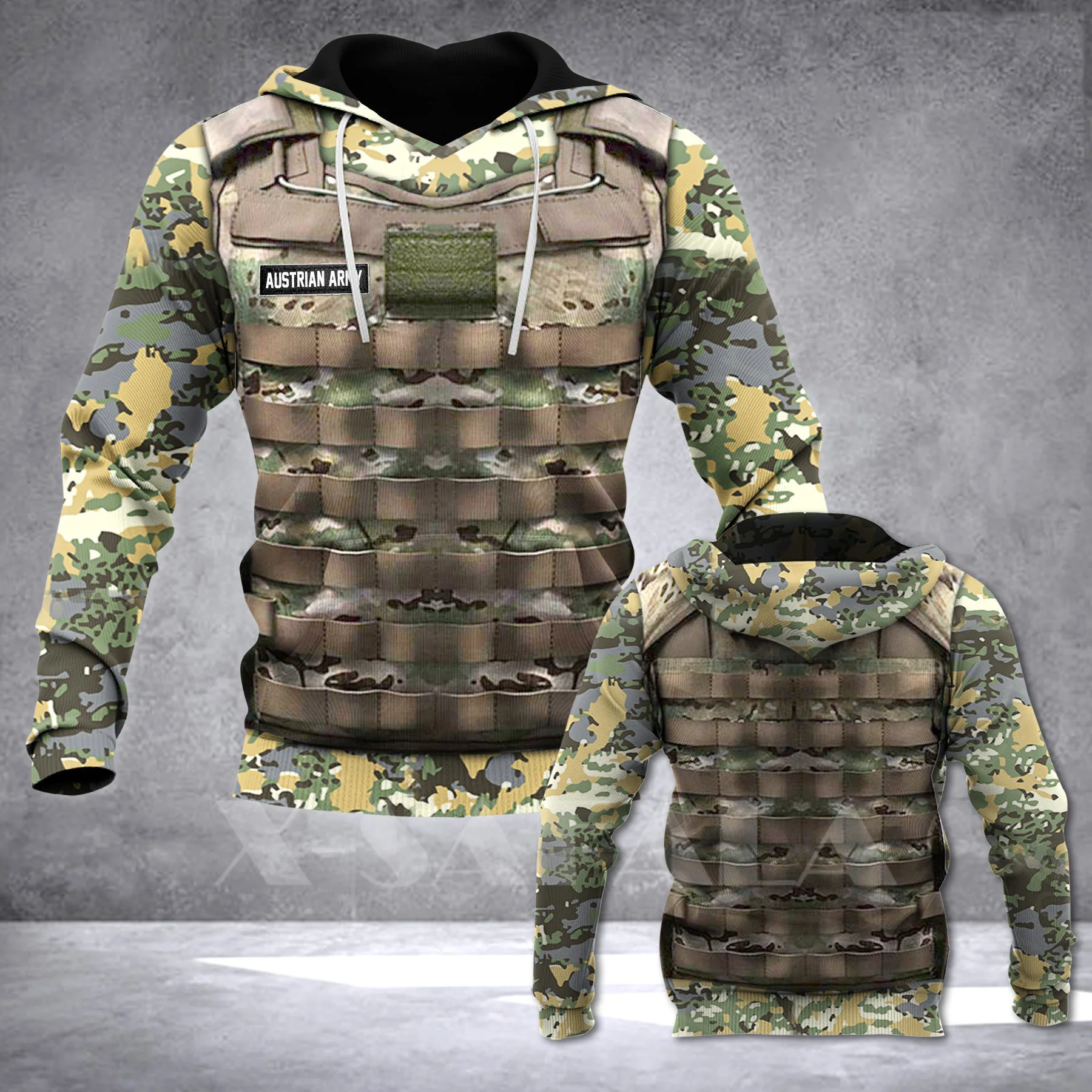 AUSTRIA ARMY Soldier Uniform 3D Printed Hoodie Man Female Zipper Pullover Sweatshirt Hooded Jersey Streetwear Tracksuits-3