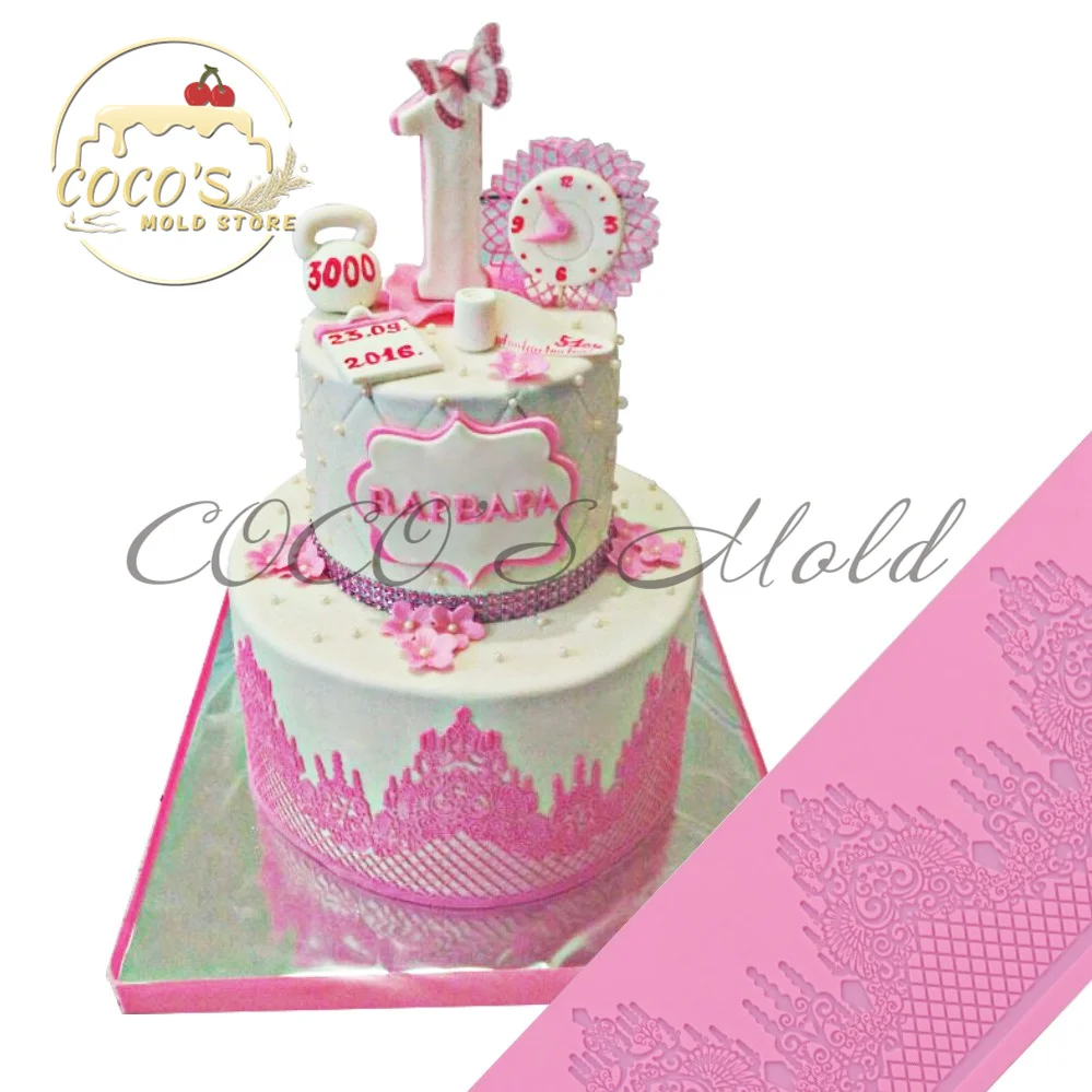 Castle Design Fondant Impression Cake Border Lace Mat Silicone Mold Cake Decorating Tools Kitchen Pastry Bakeware