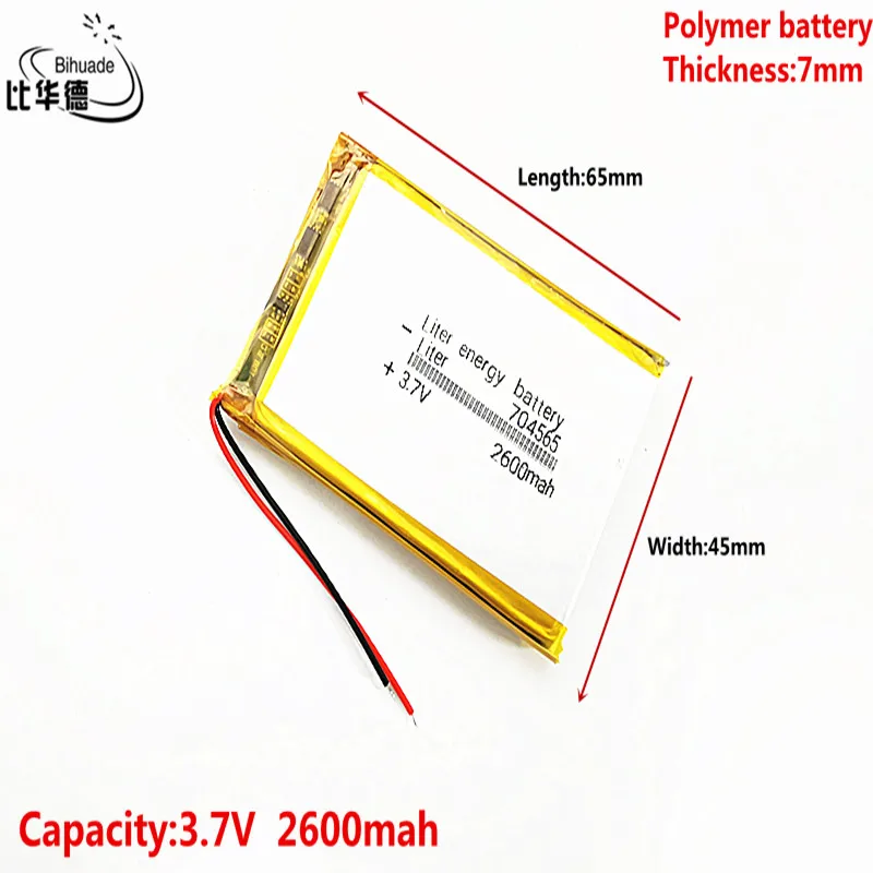 Good Qulity 3.7V,2600mAH 704565 Liter energy battery Polymer lithium ion / Li-ion battery for tablet pc BANK,GPS,mp3,mp4