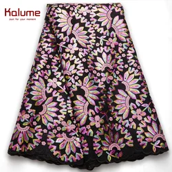 Kalume African Velvet Lace Fabric Sequins 2021 High Quality Nigerian Velvet Lace Fabric Sequins For Diy Party Dress Sew H2628