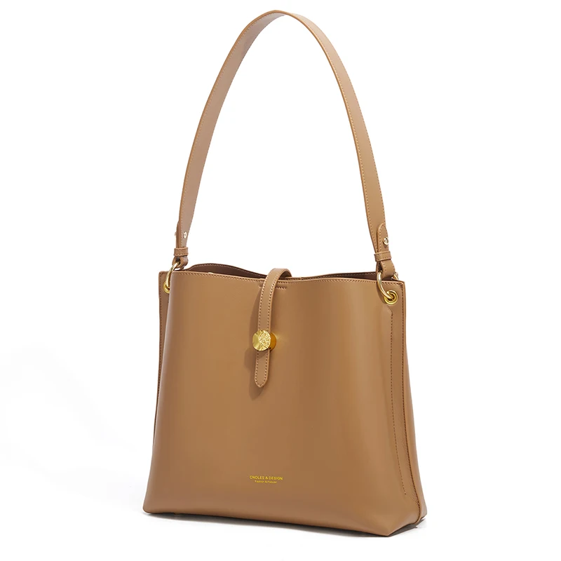 Cnoles Brand Fashion Shoulder Bag Bucket Tote Bags for Women Lady Leather Crossbody Bags with 2 Shoulder Straps