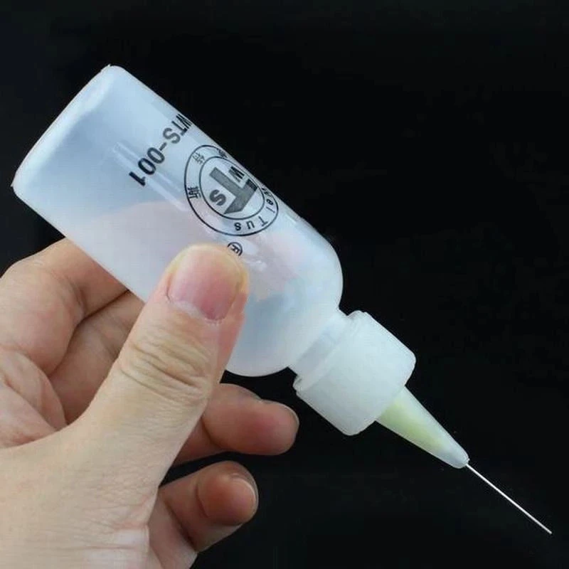 Soldering Cleaning Clear Liquid Flux Plastic Hand Bottle Needle Tip Alcohol Oil Dispenser Cleaner DIY Repair WTS-001 50ml