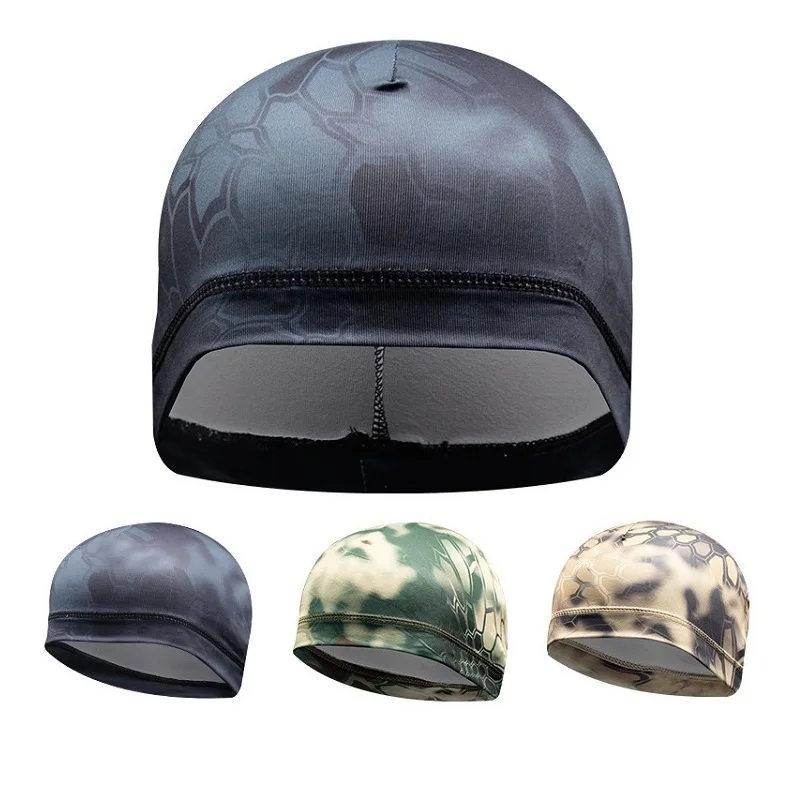 Hot Sale Headgear Outdoor Windproof Sports Caps Quick Dry Python Print Lycra Riding Helmet Cap