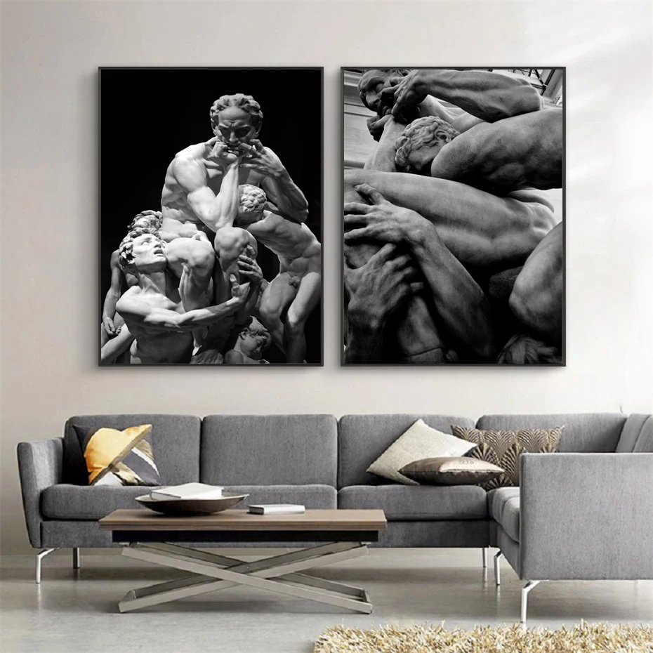 

Classic Figure Sculpture Art Posters And Prints Black and White Wall Art Canvas Paintings Pictures Living Room Home Decoration