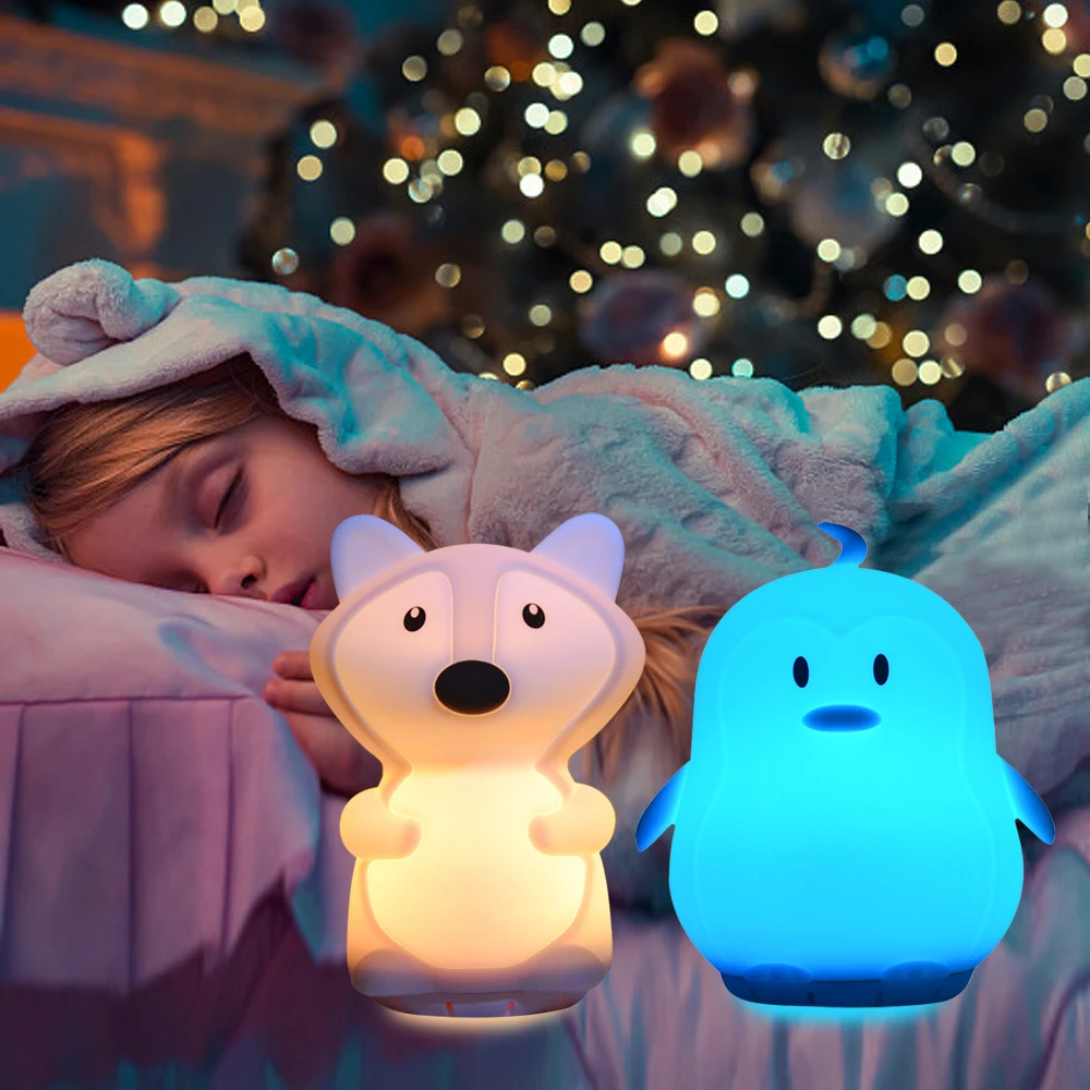 Animal Music Lamp Dog Fox Owl Unicorn Bluetooth Speaker Player Rechargeable Silicone RGB LED Night Light for Children Baby Gift