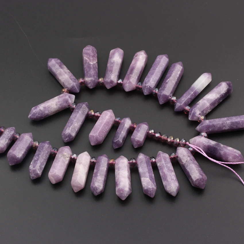 Approx 25PCS/Strand,Natural Purple Charoite Stone Top Drilled Double Graduated Point Spacer Beads For DIY Pendant Jewelry Making