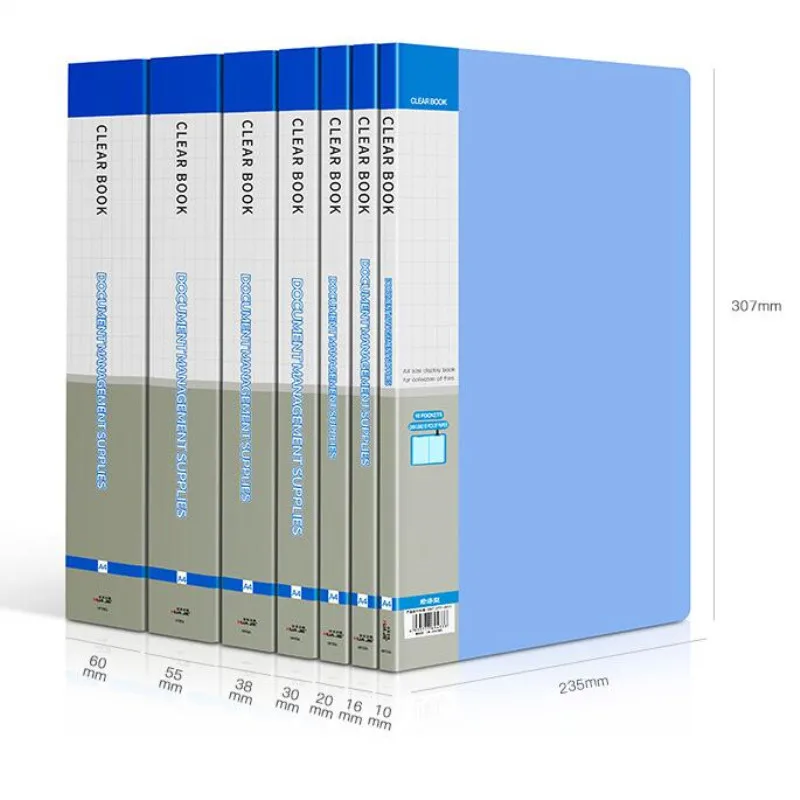 1PC A4 Display Book 80/100 Page Transparent Insert Folder Document Storage Bag for Bank Campus File Office Workplace Family