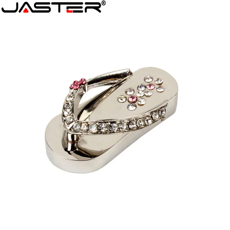 JASTER metal crystal slippers USB Flash drive Memory stick usb Stick 4GB 8GB 16GB 32GB 64GB Pendrives  girl\'s gift beauty shoes