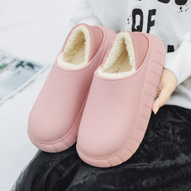 The New Men Women Winter Slippers Fur Slippers Warm Fuzzy Plush Garden Clogs Mules Slippers Home Indoor Couple Soft Slippers