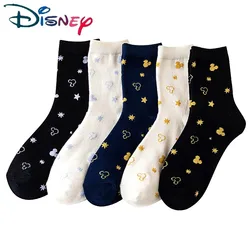 Anime Figure Disney Mickey Mouse Long Socks Kawaii Women's Minnie Print Socks Cute Cartoon Cotto Sports Mickey Minnie Socks Gift