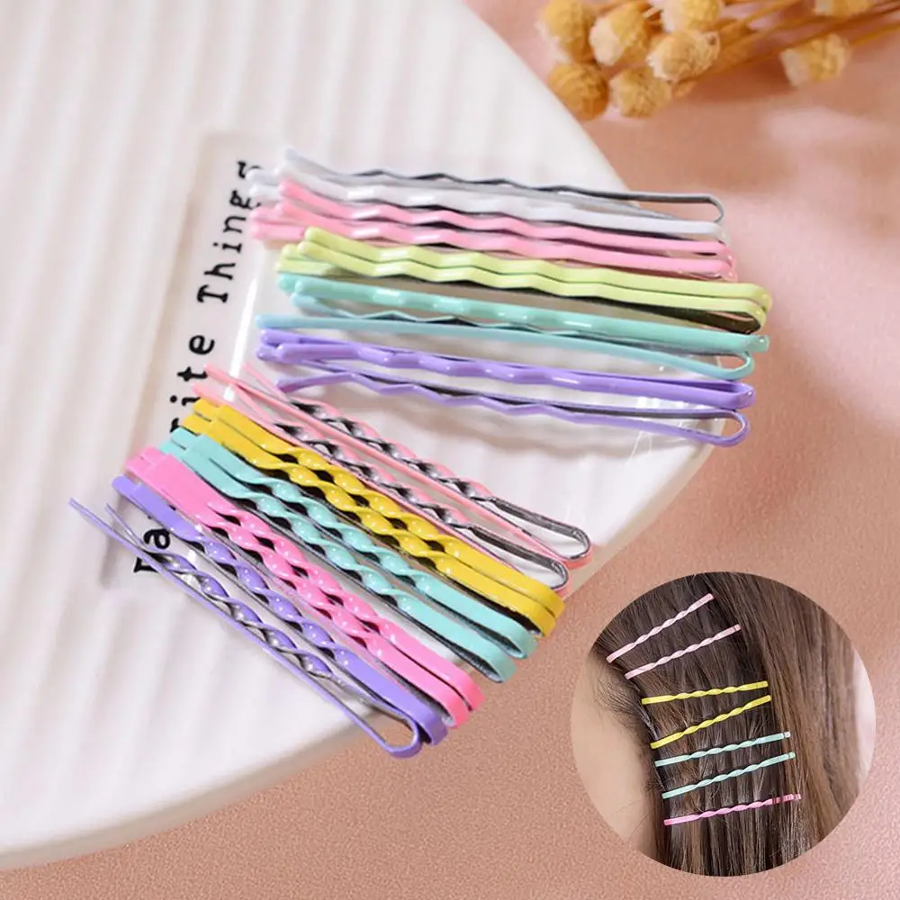 10pcs Hair Clips Candy Color Bobby Pins Metal Waved Curly Barrettes for Women Girls Styling Hair Accessories Long Headwear