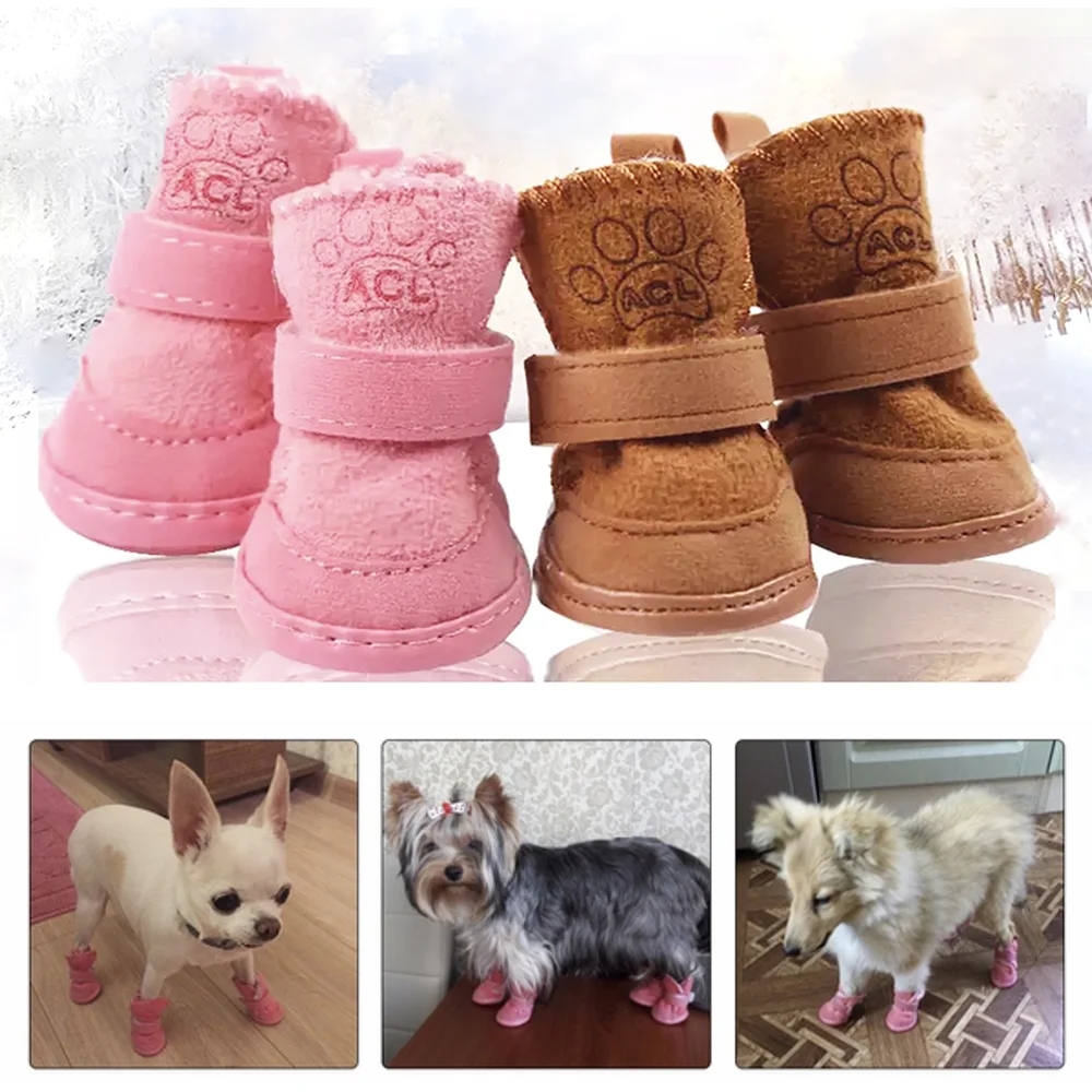 Pet Dog Winter Shoes Snow Booties Socks Waterproof Rubber Anti-slip Shoes For Small Medium Dogs Cats Puppies Footwear Pet Shoes