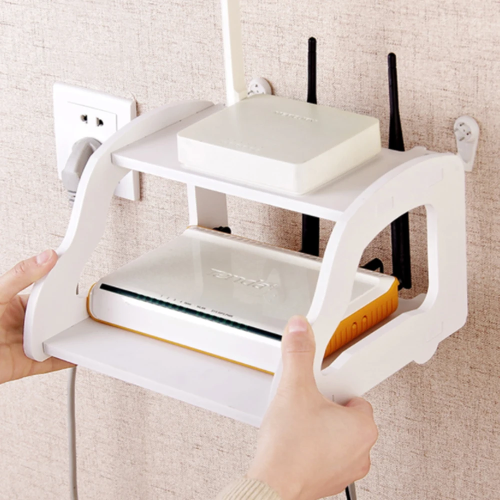 Sitting Room Routers Organising Frame Hollow Out Double Set-Top Box Router Storage Rack Modeling Wall Shelf