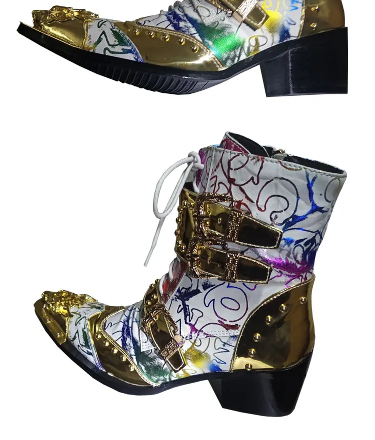 Frühling und Herbst Spitze hohe stiefel herren stiefel Weiß Wies Rindsleder Business Bankett Casual Leder stiefel High heels Stiefel – Detail 7