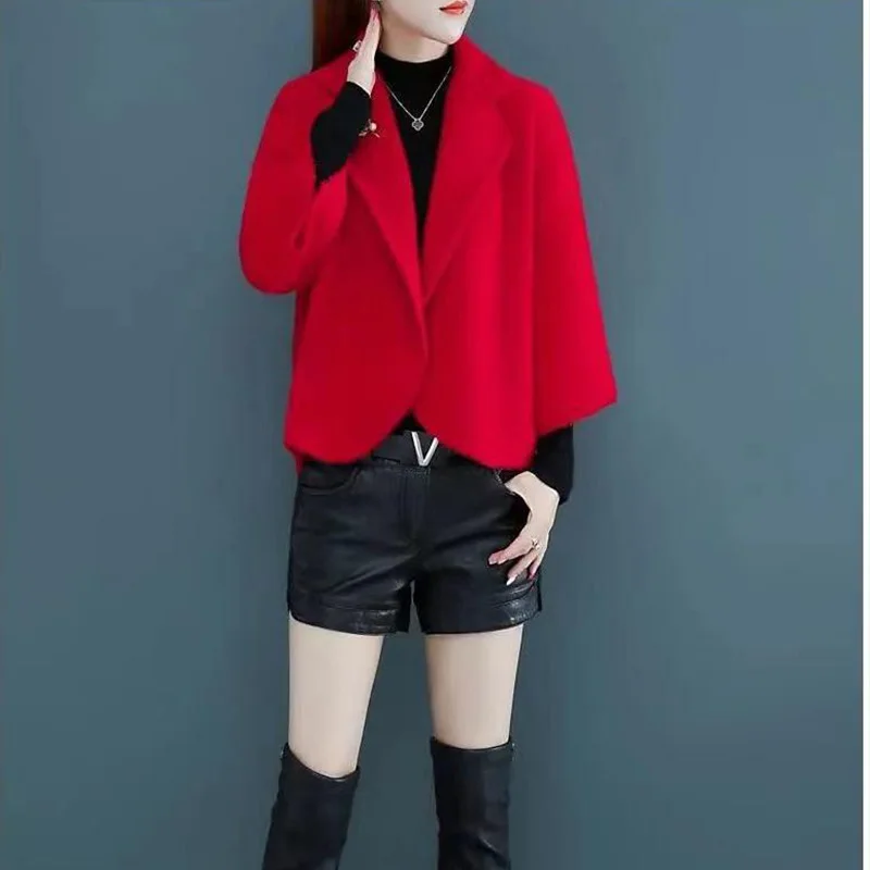 (yihaodi garment)Wool suit coat women\'s 2021 autumn and winter new Korean shawl over age reduction thickened foreign style age r