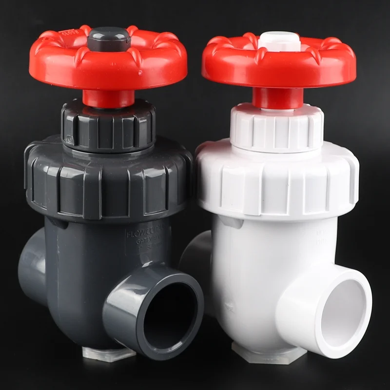 

1pc 20~63mm Hi-Quality Aquarium Irrigation Precise Flow Control UPVC Gate Valve Steepless Handwheel Switch Plastic Sluice Valve