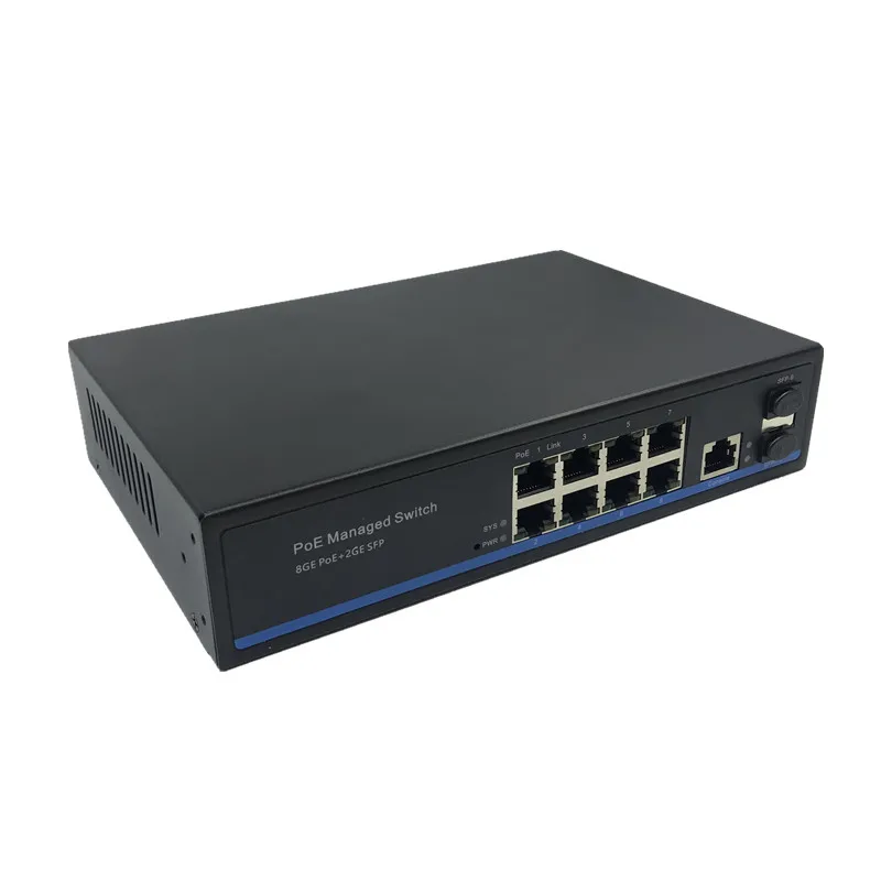 Zarządzanie 8 portów 10/100/1000 mb/s PoE włącznik Ethernet zarządzany przełącznik z 2 gigabitowymi gniazdami SFP IGMP zarządzanie VLAN przełącznik PoE