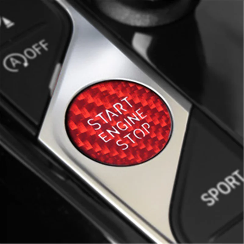 Car Styling Carbon Fiber Engine Start Stop Switch Off Buttons Covers Stickers For Bmw 3 Series G20 G28 Interior Auto Accessories