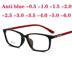 Ultralight TR90 Myopia Glasses Women&Men Fashion Square Plastic Frame Anti blue Nearsighted Glasses With -0.5 -1.0 -1.5 to -6.0