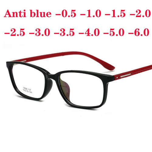 Imagen 1 del producto Gafas ultraligeras TR90 para miopía para mujer y hombre, gafas cuadradas de plástico a la moda, antiazul, miopía con-0,5-1,0-1,5 to-6,0
