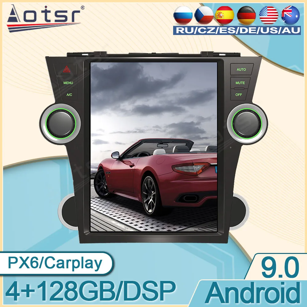 

Автомобильный мультимедийный плеер на Android 128G 4G LTE для Toyota Highlander 2009-2013, автомагнитола Tesla с GPS-навигацией, стерео блок 2Din DPS