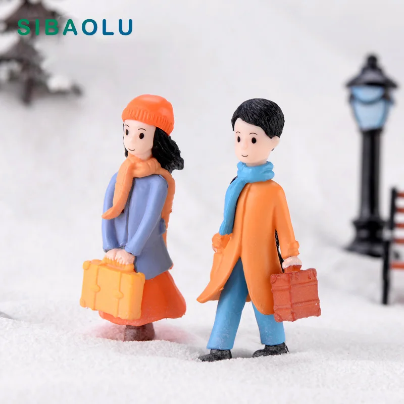 2pcs New Lover model Wedding doll figurine cartoon character fairy garden home miniature ornament desk decoration DIY accessory