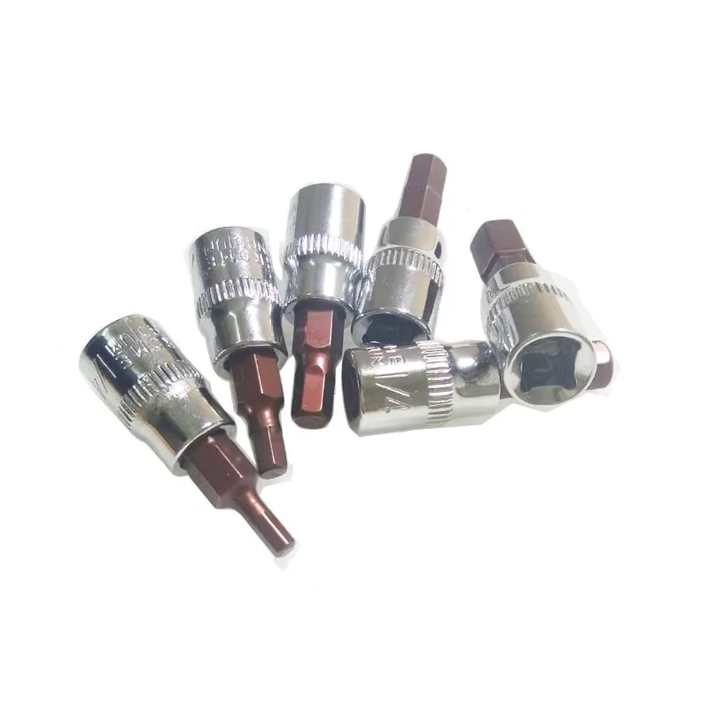 6pcs 1/4 Inch Drive Hex Bit Sockets Set HW3 HW4 HW5 HW6 HW7 HW8 Metric Screwdriver Bit Sockets Hand Tools Socket Joint Hexagonal