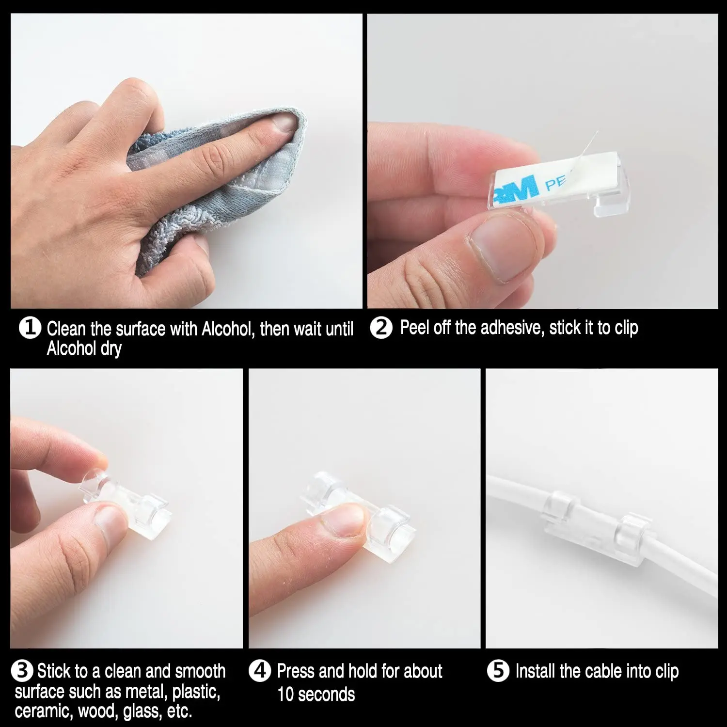 Cable Organizer Clips para Desktop e Workstation, Wire Manager, suporte do cabo, carregamento USB, Data Line Winder, Gestão, 20PCs