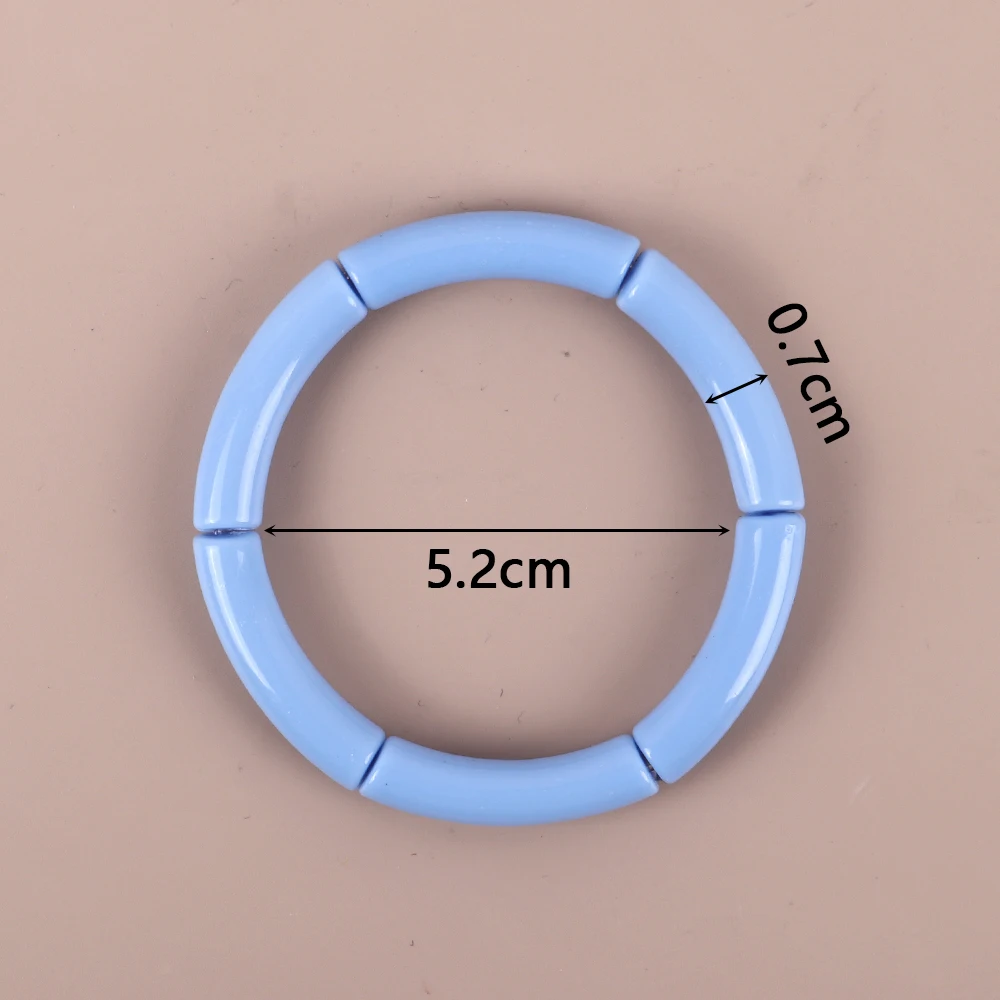 2Pcs Trendy Colorful Acrylic Bamboo Bracelets For Women Jelly Color Stretch Resin Beads Cuff Charm Bracelets & Bangles Jewelry