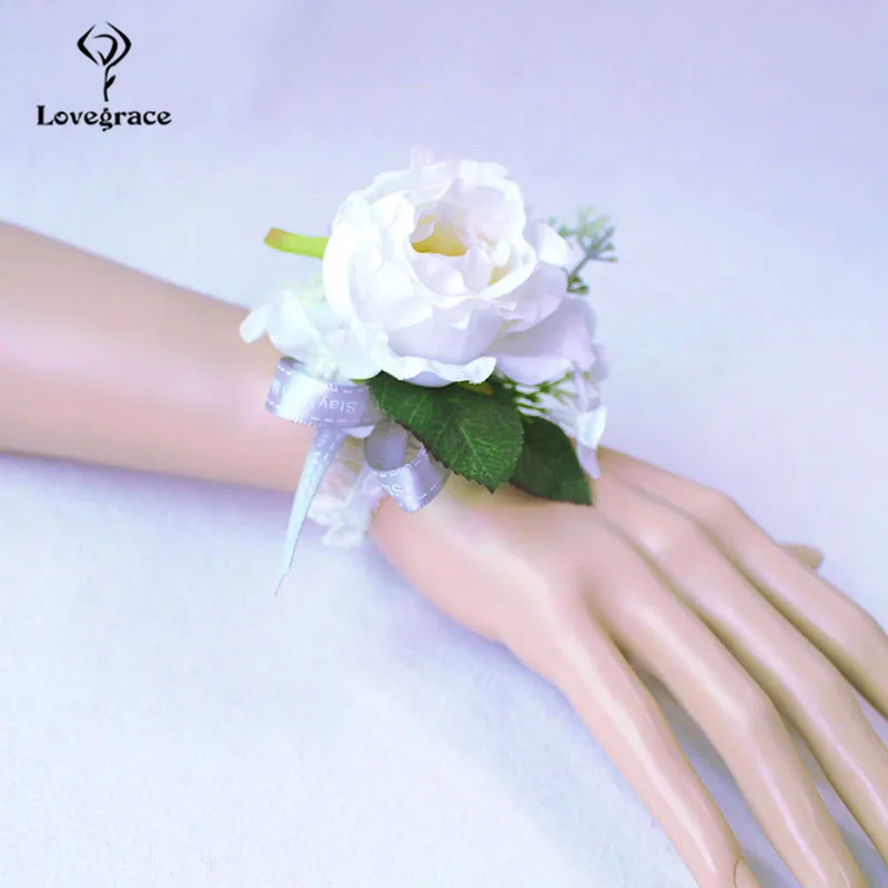 Roze Witte Zijde Bloem Pols Corsage Armband Pols Corsage Bruiloft Armband voor Bruidsmeisjes Bruiloft Getuige Mariage Accessoires