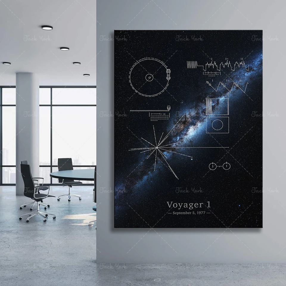 Voyager 1 plaque & Milky Way galaxy panorama — poster view 2