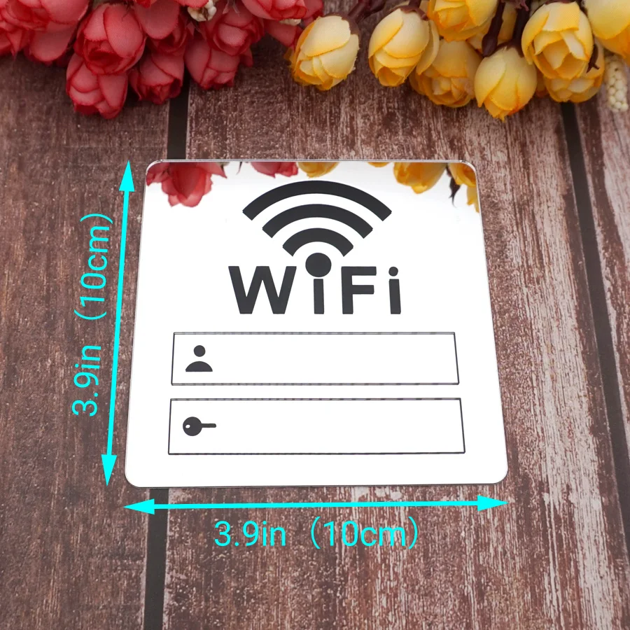 Acrylic Mirror WiFi Sign Sticker for Public Places House Shops Handwriting Account and Password Wifi Notice Board Signs