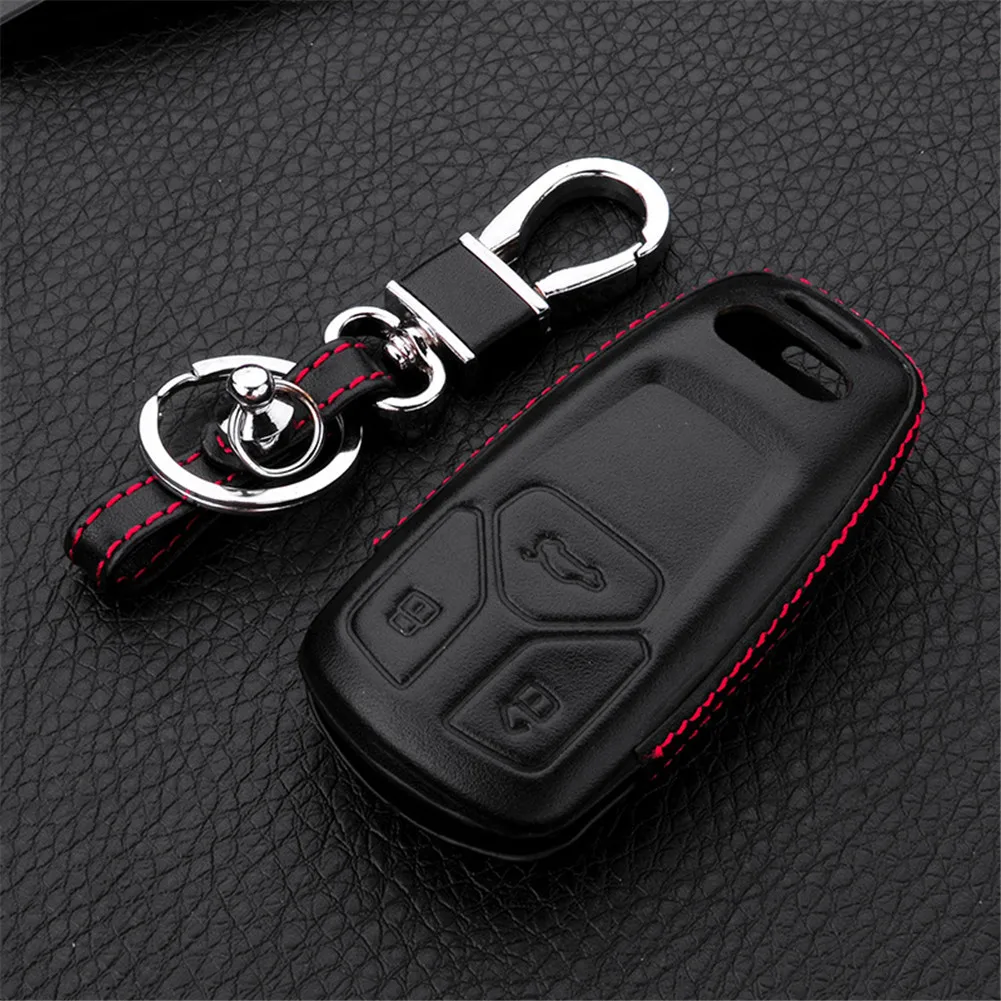 Preto chave do carro protetor fob caso capa titular com chaveiro para audi a4 a5 s5 q5 q7 tt 2017-2019 sq5 2018
