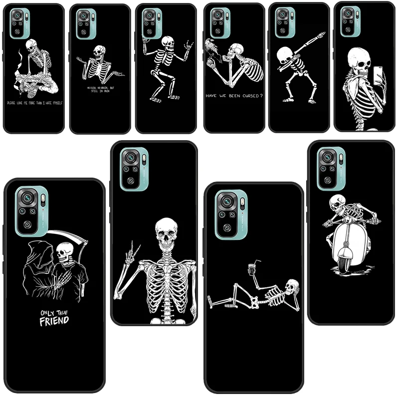 Funny Skull Skeleton For Xiaomi Redmi Note 10 Pro 7 8 9 8T 9S Phone Case For Redmi 9 9A 9C 9T K40 6A 7A 8A