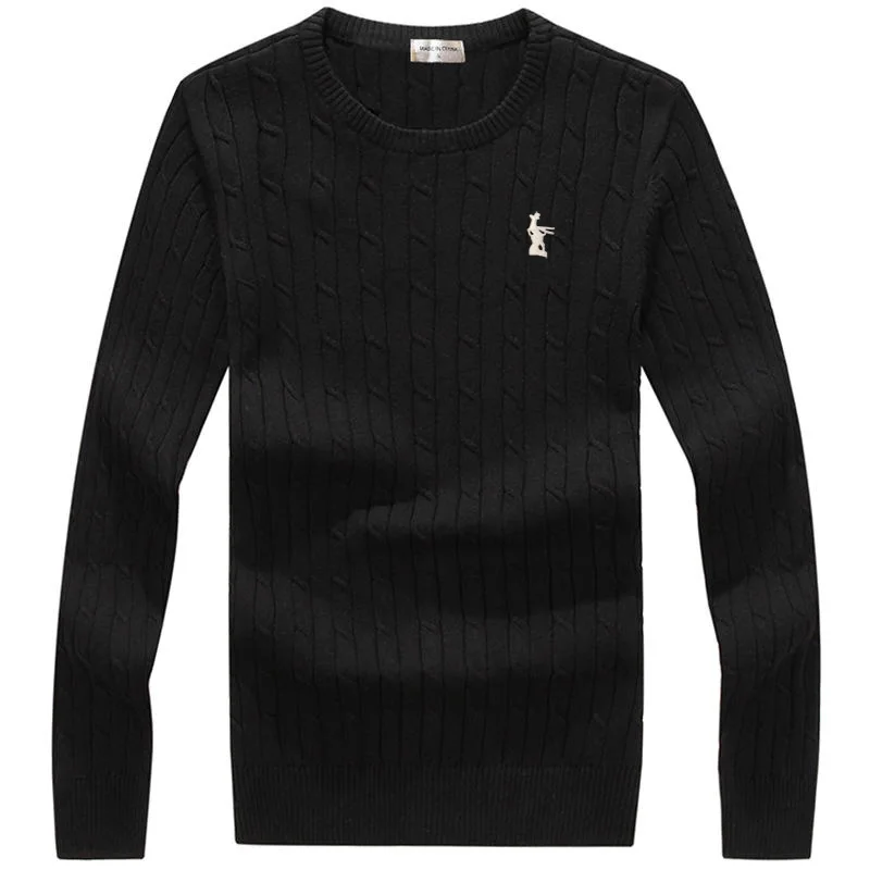 Men\'s Spring Autumn 100%Cotton Pullovers Sweaters Casual Business Pullover Simple Sweater Polo Top