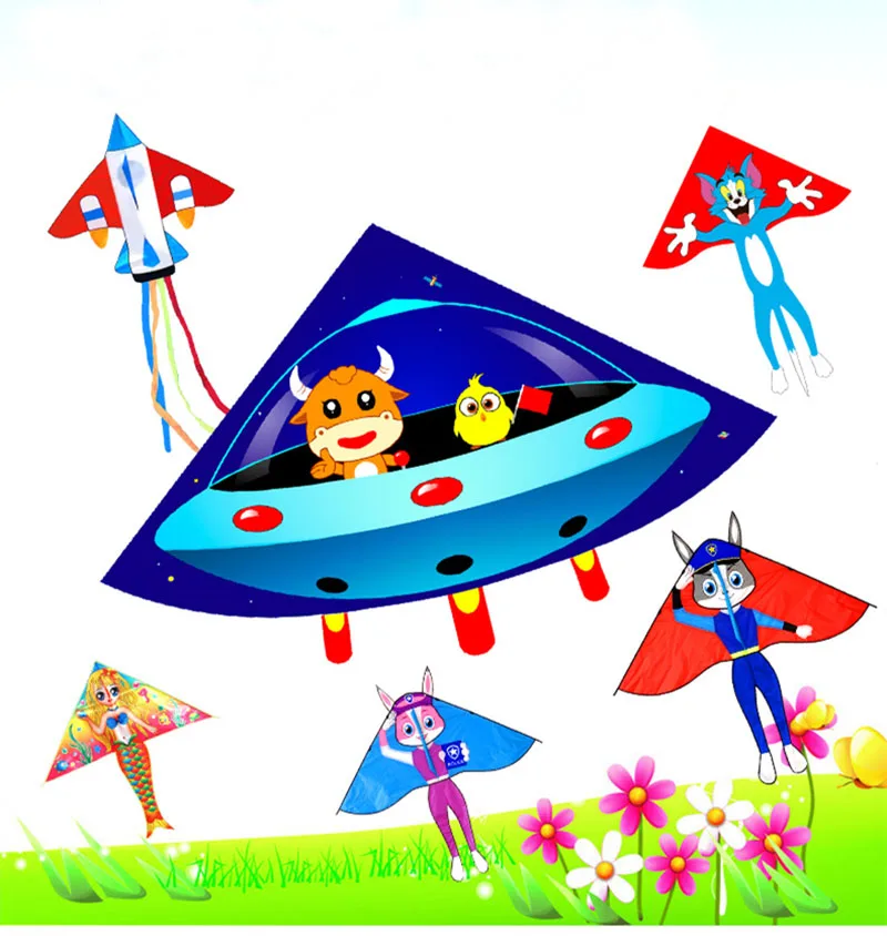 free shipping spacecraft kite flying toys for kids line outdoor sports game Cartoons kites weifang kite factory nylon kites koi