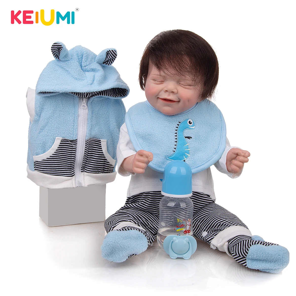 KEIUMI 19 Inch Lovely 3D-Paint Skin Rooted Eyelashes Reborn Newborn Doll Well Packaged Accessories Free Alive Reborn Baby Doll