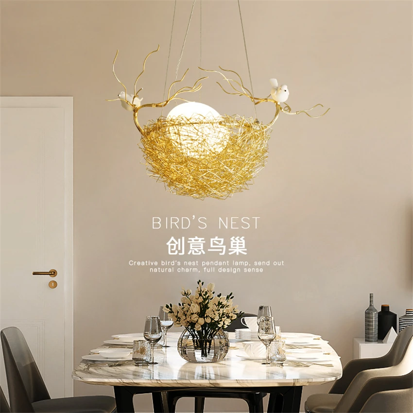 Nordic Bird's Nest aluminum pendant lights living room dining room lamp modern bar stairway balcony