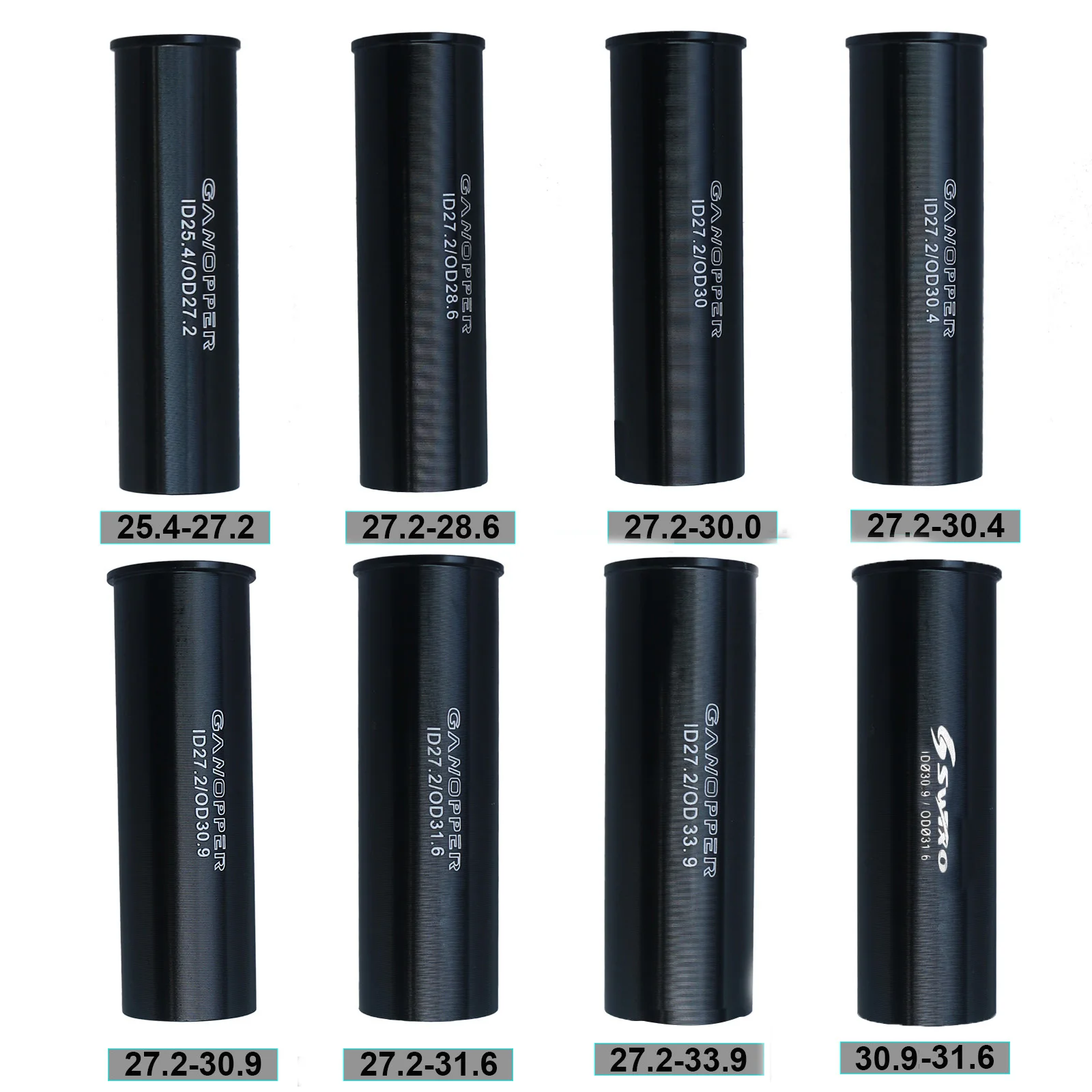 Bicicleta Seatpost Shim Redutor Luva, Bicicleta Assento Post Adapter Converter, 22.2, 25.4, 27.2, 28.6, 30, 30.4, 30.9, 31, 30.8, 31.6, 30.9, 31.6,