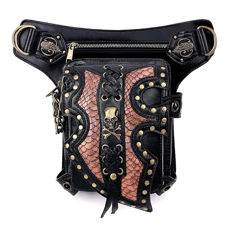 Borse a tracolla in vita Steampunk medievale donna uomo borsa stile teschio gotico vittoriano borse a tracolla per coscia