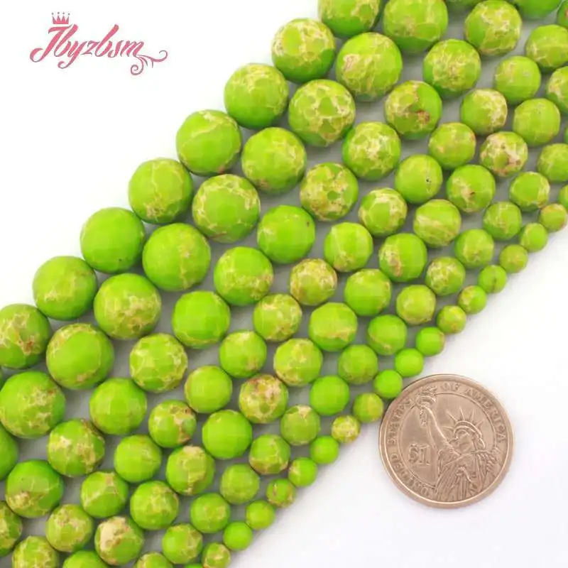 

Natural Round Sea Sediment Green Faceted 6/8/10/12mm Loose Stone Beads For DIY Jewelry Making Necklace Bracelet Strand 15"