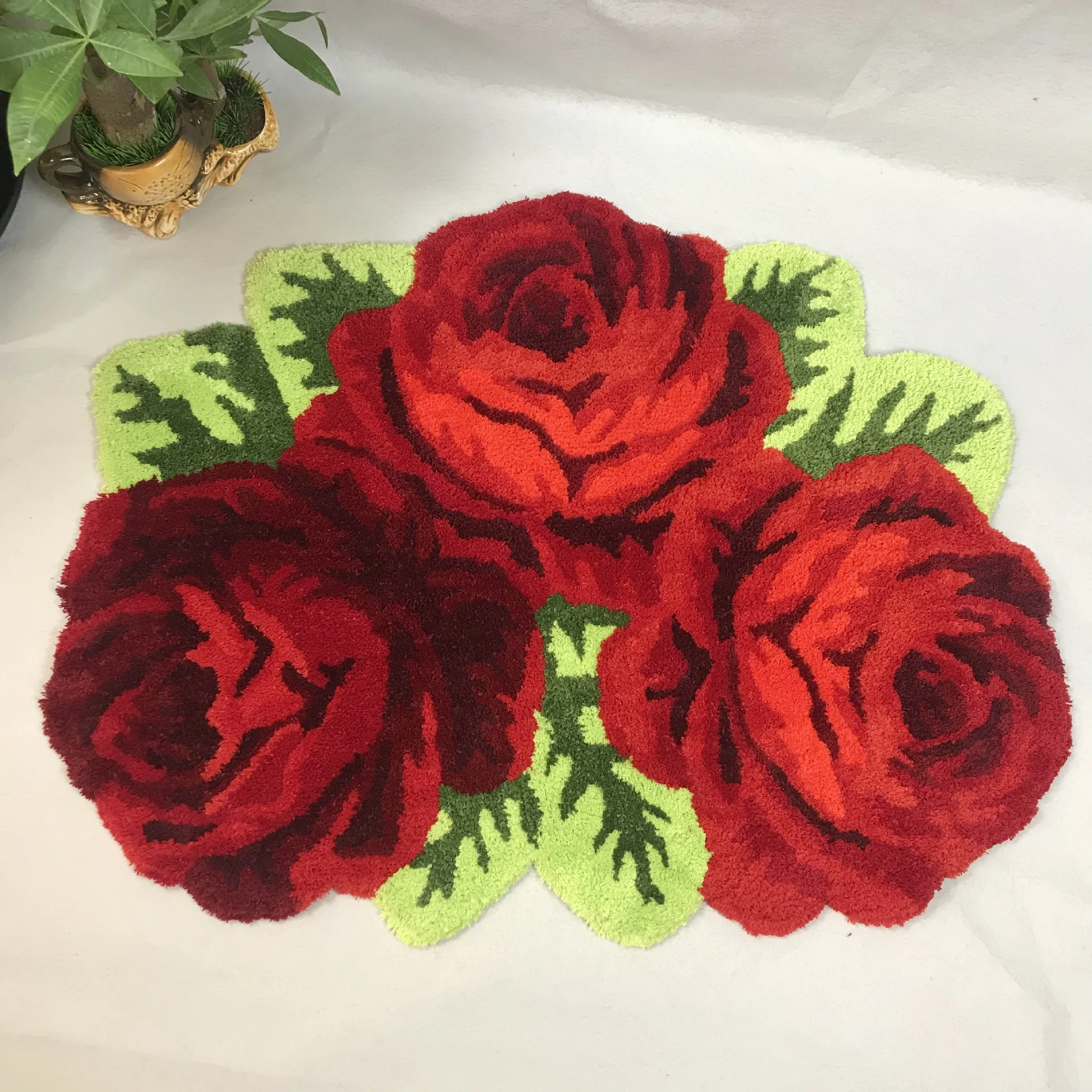 

3D Rose Rug Flocking Carpet Rug Kids Room Decoration Home Hallway Floor Mat Bedroom Bedside Rugs Bathroom Mats and Rugs