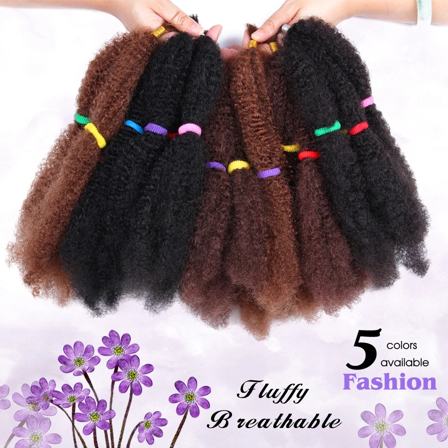 One Pack Synthetic Hair Strand Braid Crochet Braids Hair Fluffy Yaki Kinky Twist Bundles Afro Bulk Braiding Hair 12” Black Brown