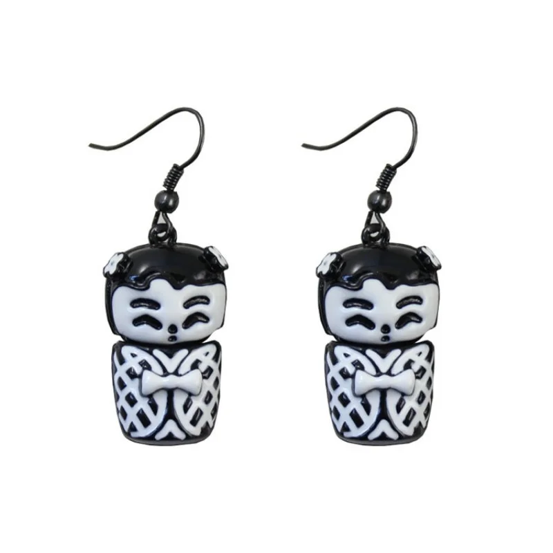 

Chine National Style Porcelain Baby Dangle Earrings Black White Cute Boy Girls Earrings Punk Earrings Party Dressing Jewelry