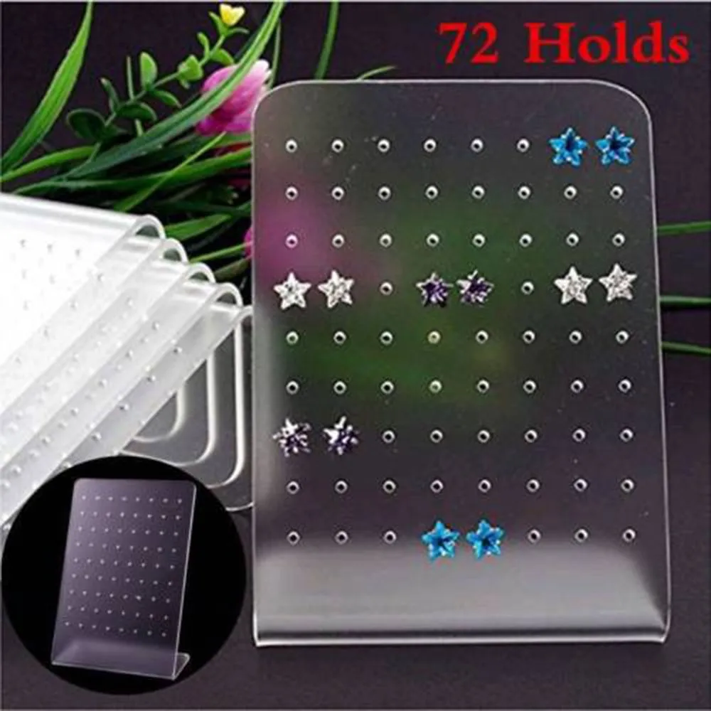 72 Holes Showcase Rack Jewelry Plastic Earring Board Holder Ear Studs Display Stand For Women Ear Studs Storage Rack Storage