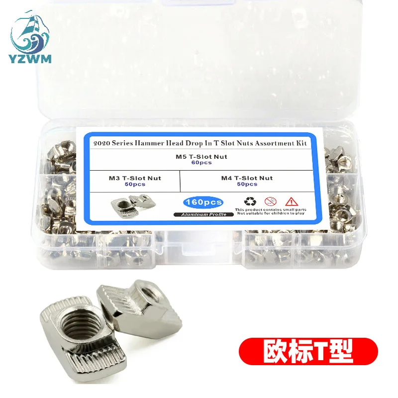 

Cross Border Box 160pcs European Standard T-shaped Nut Block Special Nut M3-m4-m5 Combination Set for Aluminum Profile