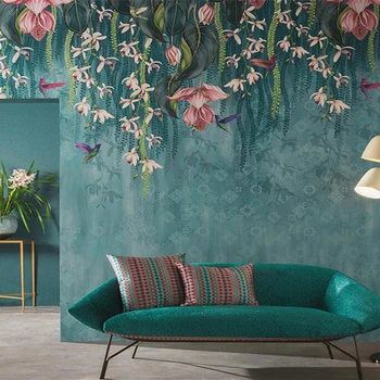 Beibehang- 사용자 정의 현대 새로운 미국의 복고풍 식물 소파 침실 거실 배경 벽지, 벽지 