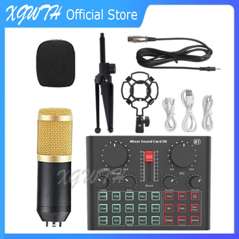 Studio Recording Live Sing Microphone BM-800 Condenser Mic Mixer Sound Card Set USB Karaoke PC Computer Phone Desktop Support